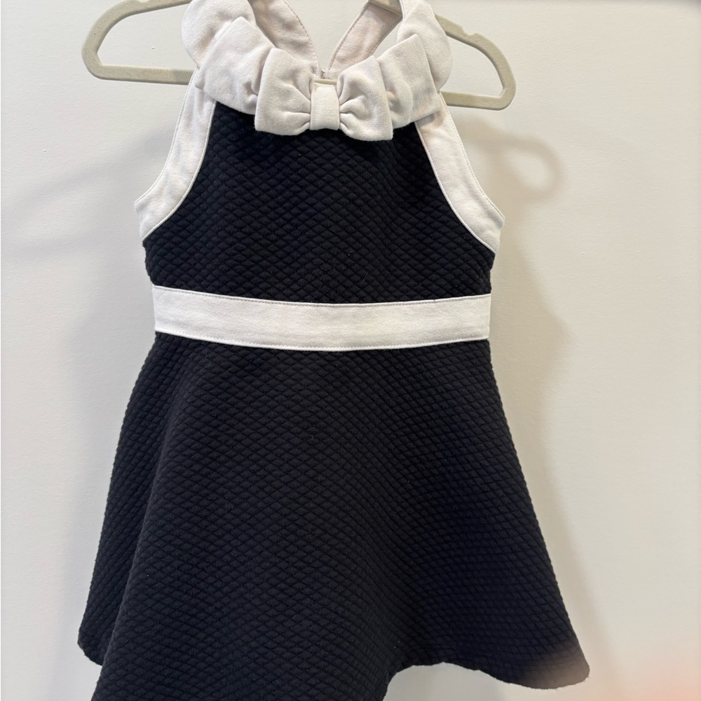 Janie and Jack Black Halter Dress with White Bow & Waistband